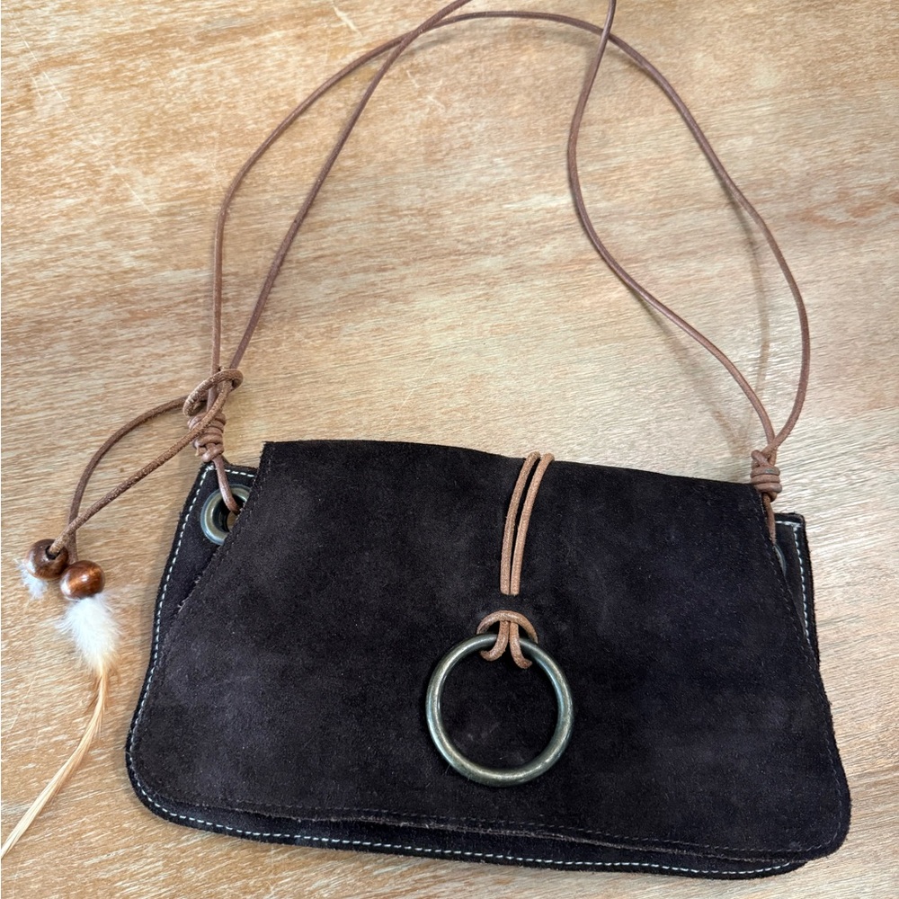 Vintage 90s The Limited Brown Suede Shoulder Small Bag